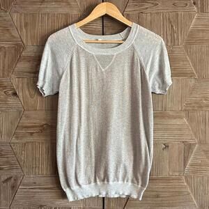 Pleione Womens Gray Knit Top Short Sleeve Size S Shimmer